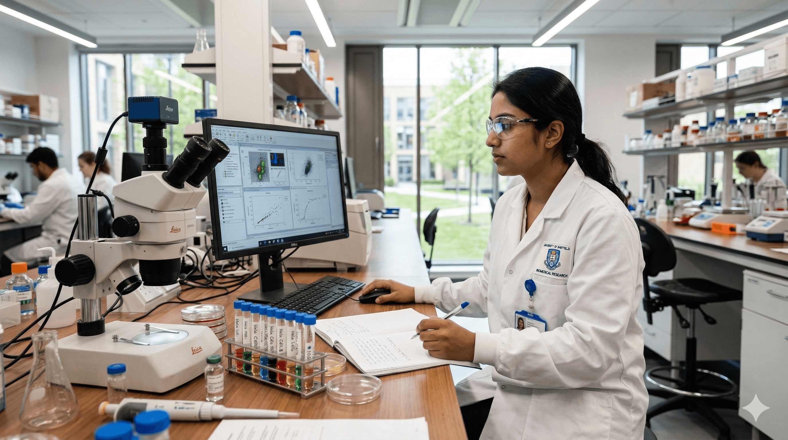 Graduate student working in a university research lab